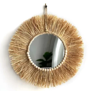 Miroir mural en raphia