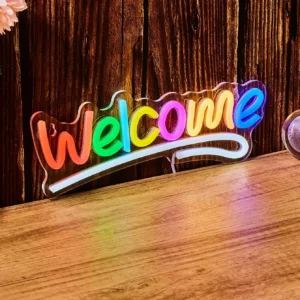 Enseigne en néon arc-en-ciel de Bienvenue pour votre décoration intérieur ou votre magasin
