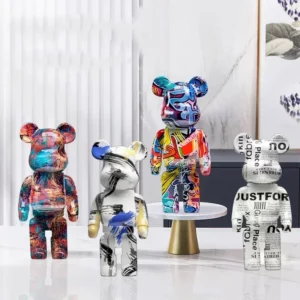 Statue d'ours graffiti pour déco intérieur