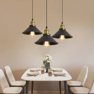 Suspension industrielle vintage à 3 lampes
