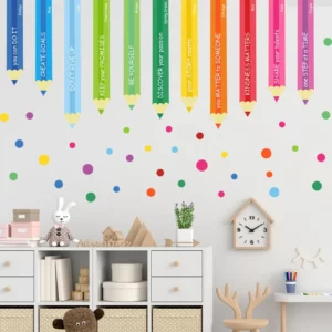 Stickers mural en forme de crayons colorés