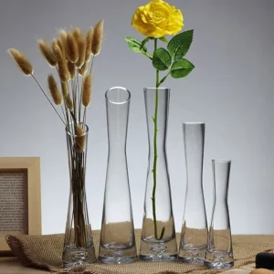 Vase haut en verre transparent
