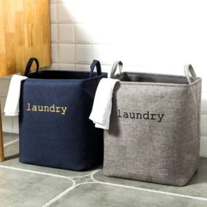 Panier à linge pliable en toile de jute