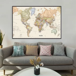 Affiche de la carte du monde en couleur