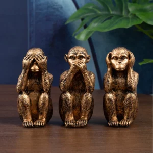 Figurine en résine de 3 Singes la Sagesse