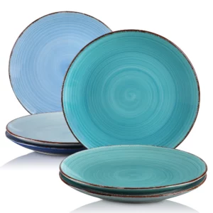 Ensemble de 6 assiettes plates bleus