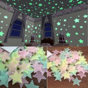 Lot de 100 autocollants muraux phosphorescents pour chambre d'enfants
