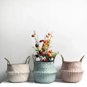 Paniers de rangement en osier rayé