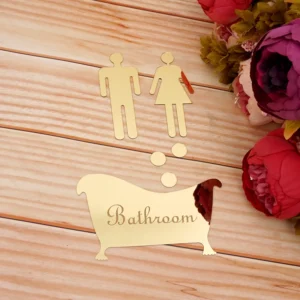 1 ensemble salle de bain, hommes, femmes et baignoire à coller sur une porte