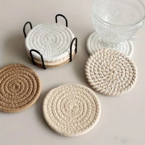 Lot de 8 dessous de verre en coton tissé