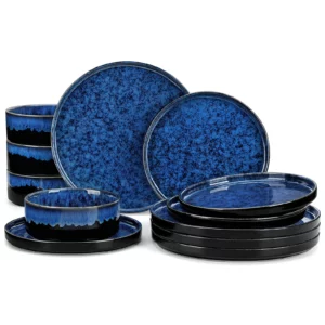 Service de table de 12, 24 ou 36 pièces avec 4 assiettes plates, 4 desserts et 4 bols