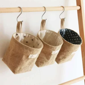 Petit sac en coton pour rangement de bureau, organisateur de poche suspendu, cosmétiques