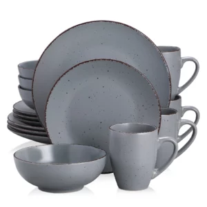 Service de table en grès gris 16/32/48 pièces