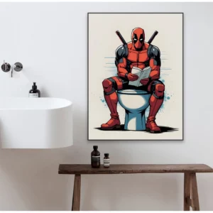 Affiche de toilette Deadpool, super-héros Disney