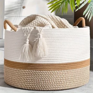 Panier de rangement en corde de coton pour votre salon ou chambre