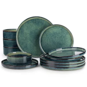Service de table de 12 ou 24 pièces avec assiettes plates/desserts/bols