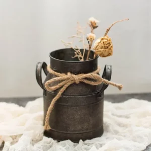 Seau à fleurs en étain ancien rétro, accessoires d'ameublement de jardin