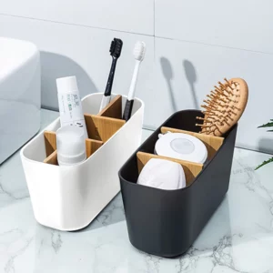 Boîte de rangement pour brosse de maquillage, brosse à dent, accessoires de salle de bains