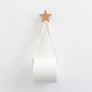 Porte-papier hygiénique avec crochet en bois