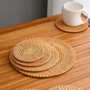 Dessous de plat rond en rotin