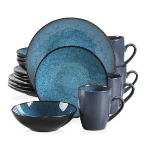 Service de table de 16, 32 ou 48 pièces en céramique vintage bleu