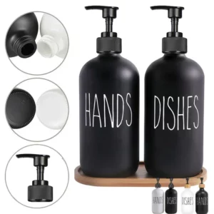 Ensemble distributeur de savon pour les mains et la vaisselle, blanc ou noir de 500ml