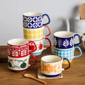 Tasses à café à fleurs en céramique