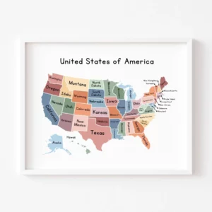 Affiche murale de la carte des États-Unis pour décoration