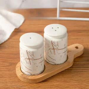 Pot à Épices en Céramique avec base en bois