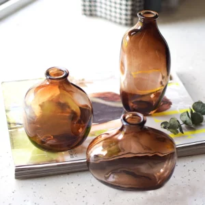 Vase à fleurs en verre fumé, style rétro
