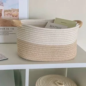 Paniers tissés en corde pour organiser les jouets, cosmétiques, magasines
