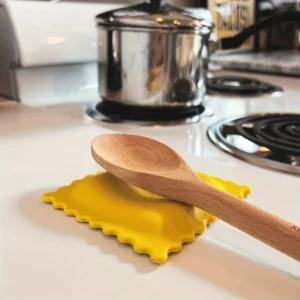 Repose cuillère en Silicone en raviole jaune