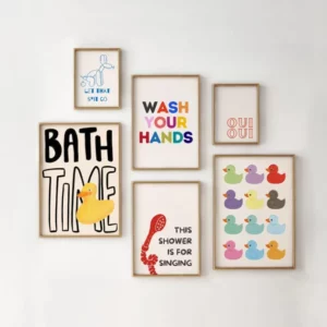 Affiche pour la décoration de votre salle de bain avec des canards en caoutchouc