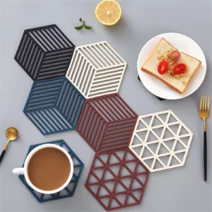 Dessous de verre en silicone aux formes géométrique, résistant à la chaleur