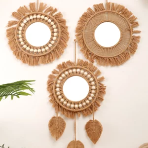 Miroirs Muraux Ronds Tissés en corde et ficelle