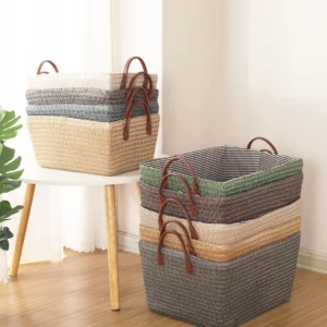 Panier de rangement pliable en rotin